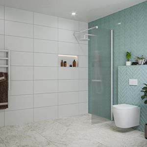 Fortifura Galeria inloopdouche - 60x200cm - ribbelglas - wandarm - mat wit SW797950/SW797906