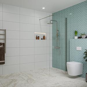 Fortifura Galeria inloopdouche - 80x200cm - helder glas - wandarm - Geborsteld Gunmetal PVD SW797914/SW797907