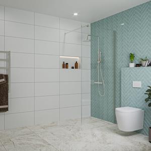 Fortifura Galeria inloopdouche - 90x200cm - helder glas - wandarm - Geborsteld RVS PVD (RVS) SW797926/SW797908