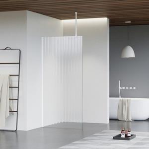 Fortifura Galeria inloopdouche - 60x200cm - ribbelglas - plafondarm - mat wit SW797950/SW797906/SW804546