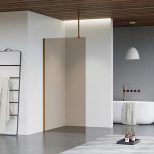 Fortifura Galeria inloopdouche - 60x200cm - rookglas - plafondarm - Geborsteld koper PVD (Koper) SW797935/SW876702/SW876705