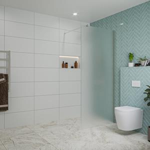 Fortifura Galeria inloopdouche - 90x200cm - mat glas - wandarm - Geborsteld RVS PVD (RVS) SW797929/SW797908