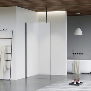 Fortifura Galeria inloopdouche - 70x200cm - mat glas - plafondarm - Geborsteld Gunmetal PVD SW797924/SW797907/SW804545