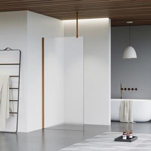 Fortifura Galeria inloopdouche - 70x200cm - mat glas - plafondarm - Geborsteld koper PVD (Koper) SW797924/SW876702/SW876705