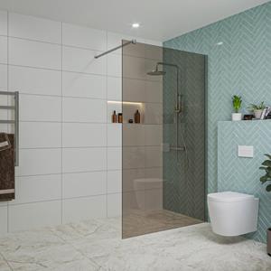 Fortifura Galeria inloopdouche - 120x200cm - rookglas - wandarm - chroom SW797944/SW797904
