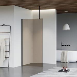 Fortifura Galeria inloopdouche - 120x200cm - rookglas - plafondarm - mat zwart SW797944/SW797905/SW804542