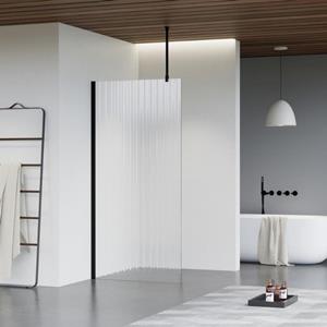 Fortifura Galeria inloopdouche - 110x200cm - ribbelglas - plafondarm - mat zwart SW915253/SW797905/SW804542