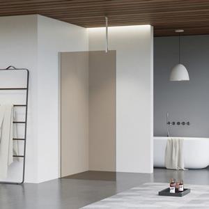 Fortifura Galeria inloopdouche - 110x200cm - rookglas - plafondarm - Geborsteld RVS PVD (RVS) SW915252/SW797908/SW804544
