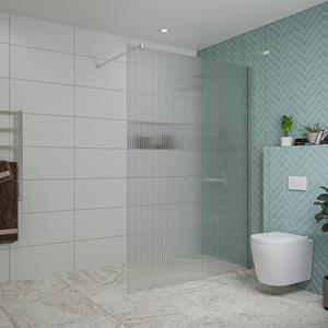 Fortifura Galeria inloopdouche - 140x200cm - ribbelglas - wandarm - Geborsteld RVS PVD (RVS) SW797954/SW797908