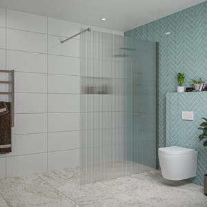 Fortifura Galeria inloopdouche - 140x200cm - ribbelglas - wandarm - Geborsteld Gunmetal PVD SW797954/SW797907