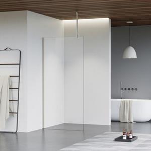 Fortifura Galeria inloopdouche - 140x200cm - helder glas - plafondarm - Geborsteld RVS PVD (RVS) SW797916/SW797908/SW804544