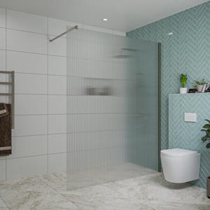 Fortifura Galeria inloopdouche - 160x200cm - ribbelglas - wandarm - Geborsteld Gunmetal PVD SW797956/SW797907