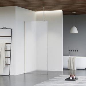 Fortifura Galeria inloopdouche - 140x200cm - mat glas - plafondarm - Geborsteld RVS PVD (RVS) SW797937/SW797908/SW804544