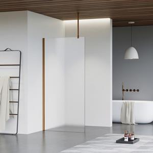 Fortifura Galeria inloopdouche - 140x200cm - mat glas - plafondarm - Geborsteld koper PVD (Koper) SW797937/SW876702/SW876705