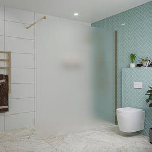 Fortifura Galeria inloopdouche - 180x200cm - mat glas - wandarm - Geborsteld Messing PVD (Goud) SW797933/SW797910