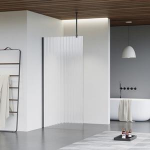 Fortifura Galeria inloopdouche - 160x200cm - ribbelglas - plafondarm - Geborsteld Gunmetal PVD SW797956/SW797907/SW804545