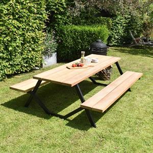 Industrielemeubelshop Douglashouten picknicktafel Arlon met stalen frame