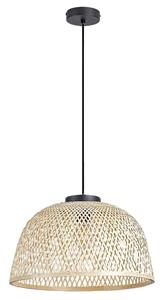 72025 Hängeleuchte rattan Metall/Holz schwarz Rotan natural E27 1 x max.25W H:120cm Ø40.5cm dimmbar - Rabalux