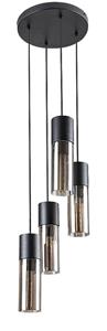 72054 Hängeleuchte ronno Metall schwarz Glas getönt E27 4 x max.25W H:120cm Ø30cm dimmbar - Rabalux
