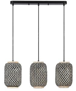 Rabalux - 72093 Hängeleuchte adalla Metall mattschwarz Rotan mehrfarbig E27 3 x max.40W L:57.5cm B:26cm H:170cm Ø17cm dimmbar