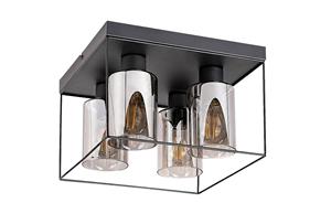 Rabalux 71034 Deckenleuchte CHADWICK Metall schwarz Glas getönt E27 4 X max.25W L:30cm H:20cm dimmbar