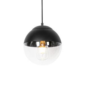 qazqa Retro-Hängelampe schwarz mit klarem Glas 20 cm - Eclipse - Schwarz