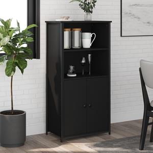 VidaXL Hoge kast 62x36x121,5 cm bewerkt hout zwart