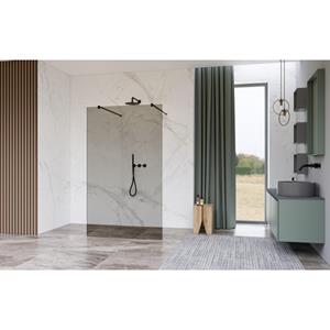 Fortifura Galeria Vrijstaande Inloopdouche - 100x200cm - Rookglas - antikalk - 8mm veiligheidsglas - wandsteunen - Zwart mat SW927767 2x/SW797940