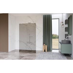 Fortifura Galeria Vrijstaande Inloopdouche - 120x200cm - Rookglas - antikalk - 8mm veiligheidsglas - wandsteunen - Wit mat SW927768 2x/SW797944