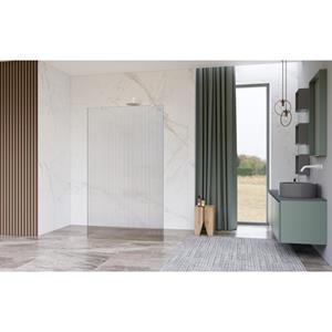Fortifura Galeria Vrijstaande Inloopdouche - 90x200cm - Helder geribbeld - antikalk - 8mm veiligheidsglas - wandsteunen - Wit mat SW927768 2x/SW797951