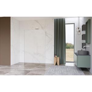 Fortifura Galeria Vrijstaande Inloopdouche - 120x200cm - Glas mat - antikalk - 8mm veiligheidsglas - 2 zijwanden 30cm - wandsteunen en hoekprofielen - Wit mat SW927768 2x/SW797928/SW797931 2x/SW541264