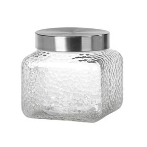 Massamarkt Voorraadpot Glas Vierkant Frosty Relief 1350ml 12,7x12,7x13cm