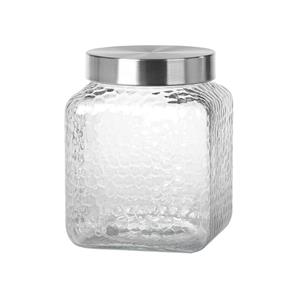 Massamarkt Voorraadpot Glas Vierkant Frosty Relief 1950ml 12,7x12,7x16,5cm