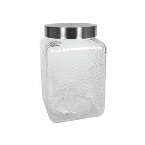 Massamarkt Voorraadpot Glas Vierkant Frosty Relief 2450ml 12,7x12,7x20cm