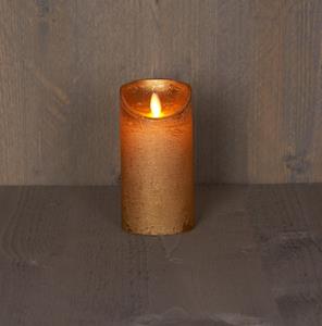 Anna's Collection Batterijverlichting kaars wax rustiek met bewegende vlam goud 15 cm - 