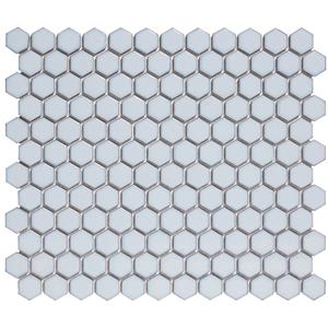 The Mosaic Factory Tegelsample:  Barcelona mini hexagon mozaïek tegels 26x30 zacht blauw met rand