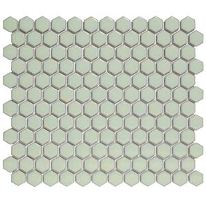 The Mosaic Factory Tegelsample:  Barcelona mini hexagon mozaïek tegels 26x30 zacht groen met rand