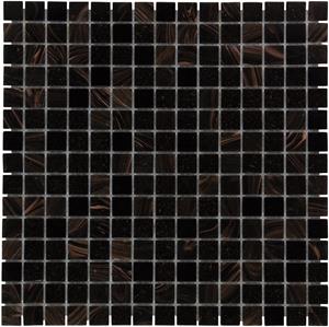 The Mosaic Factory Tegelsample:  Amsterdam vierkante glasmozaïek tegels 32x32 zwart/goud mix