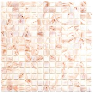 The Mosaic Factory Tegelsample:  Amsterdam vierkante glasmozaïek tegels 32x32 creme met gouden accenten