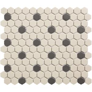 The Mosaic Factory Tegelsample:  London hexagon mozaïek tegels 26x30 wit/zwart 18