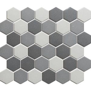 The Mosaic Factory Tegelsample:  London hexagon mozaïek tegels 28x33 donkergrijs mix