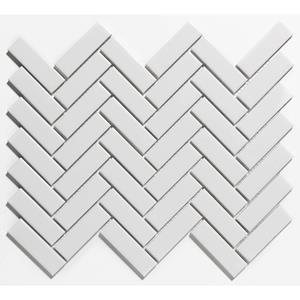 The Mosaic Factory Tegelsample:  Paris visgraat mozaïek tegels 25x32 extra wit