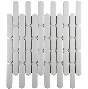 The Mosaic Factory Tegelsample:  Sevilla ovale vinger mozaïek tegels 30x30 wit mat