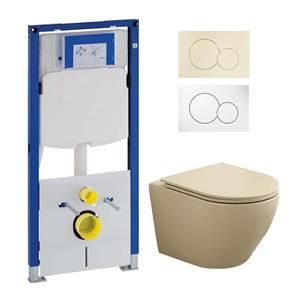 Geberit UP320 toiletset met Saniclear Itsie toiletpot licht ivoor randloos met softclose zitting