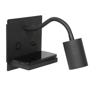 Steinhauer Bedlamp zwart Upround met oplader en usb 3654ZW