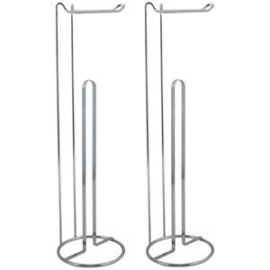 MSV Wc/toiletrolhouder reservoir - 2x - metaal - zilver - 54 cm - Voor 4/5 rollen -