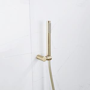 Fortifura Calvi Handdoucheset - 22.5cm - staaf - met houder - gladde slang - 150cm - Geborsteld Messing PVD (Goud) SW720570/SW720567/SW728176