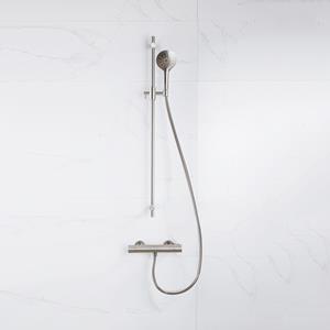 Fortifura Calvi douchekraan met glijstangset met ronde handdouche, gladde doucheslangGeborsteld RVS PVD (RVS) SW767489/SW799447/SW728177/SW377862