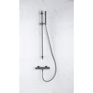 Fortifura Calvi douchekraan met glijstangset met staafhanddouche, gladde doucheslang Geborsteld Gunmetal PVD SW767491/SW766537/SW721165/SW767285