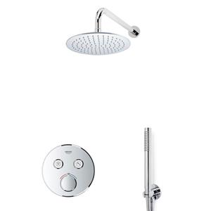GROHE Grohtherm Regendoucheset Inbouw- hoofddouche 20 cm - 2 functies - handdouche staaf 1 stand - wandarm - chroom sw105953 SW104917 SW720559 SW696254 SW542643 SW496